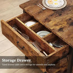 Dining Table Set with Storage Drawers and Wine Rack, Upholstered Bench Seating, Stylish Kitchen and Dining Room Furniture for Family Meals