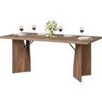 Table de salle à manger de ferme de 180 cm pour 6 personnes, table de cuisine rectangulaire en bois épais avec cadre durable, idéale pour la salle à manger, la cuisine, le bureau