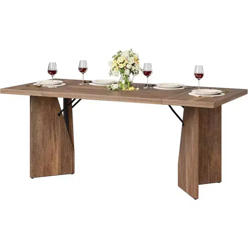 Table de salle à manger de ferme de 180 cm pour 6 personnes, table de cuisine rectangulaire en bois épais avec cadre durable, idéale pour la salle à manger, la cuisine, le bureau