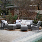 GRANDPATIO Salon de jardin 5 places en osier de polyéthylène (PE) avec coussins