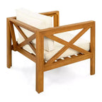 NAYSAYE Patio Chaise Lounges Outdoor Wood Conversation Set Two Seats with Cushions and Acacia Table for Patio, Beige and Teak, 28.7*27.9*24