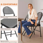 4 Pack Fabric Padded Folding Chairs, Metal Foldable Chairs with Padded Back, 350 lbs Capacity, for Indoor Outdoor Events, Commercial Use