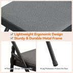 4 Pack Fabric Padded Folding Chairs, Metal Foldable Chairs with Padded Back, 350 lbs Capacity, for Indoor Outdoor Events, Commercial Use
