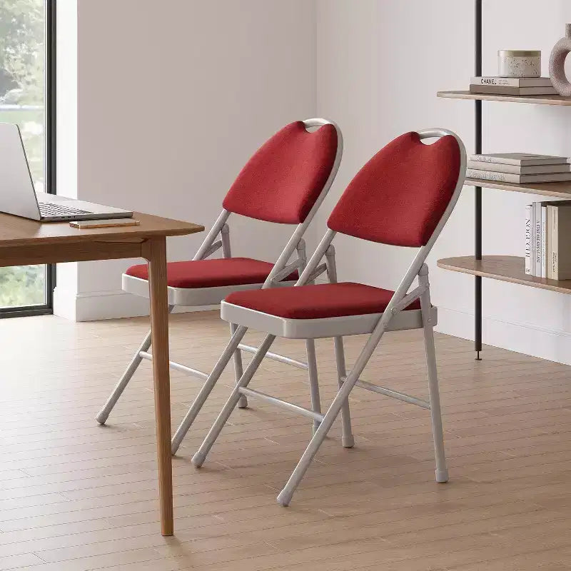4 Pack Fabric Padded Folding Chairs, Metal Foldable Chairs with Padded Back, 350 lbs Capacity, for Indoor Outdoor Events, Commercial Use