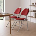4 Pack Fabric Padded Folding Chairs, Metal Foldable Chairs with Padded Back, 350 lbs Capacity, for Indoor Outdoor Events, Commercial Use