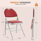 4 Pack Fabric Padded Folding Chairs, Metal Foldable Chairs with Padded Back, 350 lbs Capacity, for Indoor Outdoor Events, Commercial Use