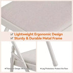 4 Pack Fabric Padded Folding Chairs, Metal Foldable Chairs with Padded Back, 350 lbs Capacity, for Indoor Outdoor Events, Commercial Use
