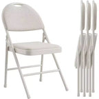 4 Pack Fabric Padded Folding Chairs, Metal Foldable Chairs with Padded Back, 350 lbs Capacity, for Indoor Outdoor Events, Commercial Use