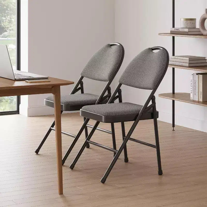 4 Pack Fabric Padded Folding Chairs, Metal Foldable Chairs with Padded Back, 350 lbs Capacity, for Indoor Outdoor Events, Commercial Use