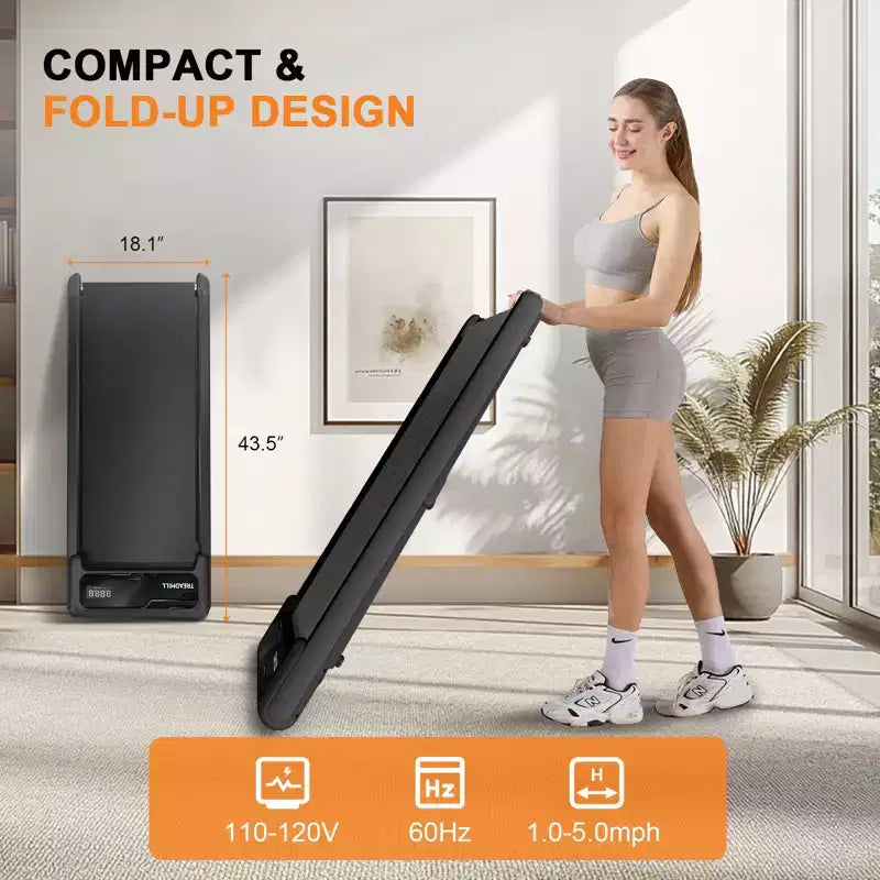 Tapis de marche pliable NAYSAYE sous le bureau avec accoudoirs amovibles et bande amortie pour la maison, la salle de sport et le bureau