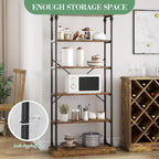 Étagère Industrielle en Bois à 6 Niveaux avec Cadre Métallique, Bibliothèque Rustique Haute, Grande Étagère de Rangement Ouverte pour Chambre à Coucher