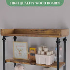 Étagère Industrielle en Bois à 6 Niveaux avec Cadre Métallique, Bibliothèque Rustique Haute, Grande Étagère de Rangement Ouverte pour Chambre à Coucher