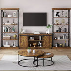 Étagère Industrielle en Bois à 6 Niveaux avec Cadre Métallique, Bibliothèque Rustique Haute, Grande Étagère de Rangement Ouverte pour Chambre à Coucher