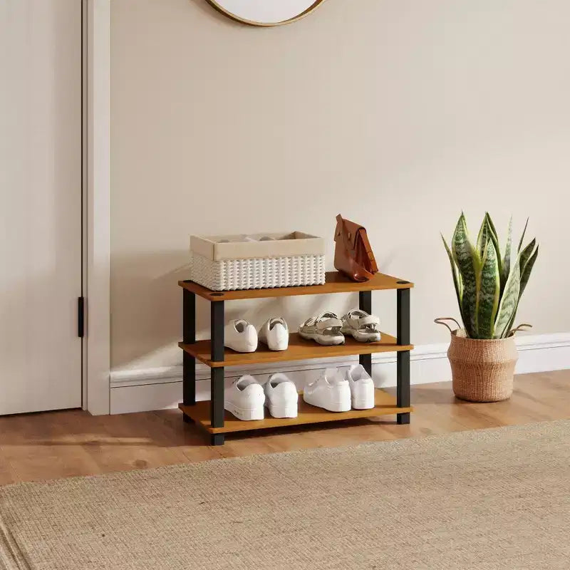 HOMLUX 3 Tier Shoe Rack Storage Organizer for 9 Pairs No Tools Needed