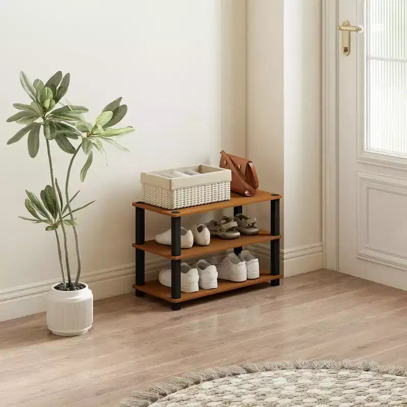 HOMLUX 3 Tier Shoe Rack Storage Organizer for 9 Pairs No Tools Needed