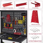 Workbench with Pegboard, Desktop Capicity , Heavy-Duty Steel Garage Workbench- with Hanging Kits and Storage Shelves, for Workshop, Garage