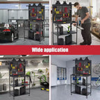 Workbench with Pegboard, Desktop Capicity , Heavy-Duty Steel Garage Workbench- with Hanging Kits and Storage Shelves, for Workshop, Garage