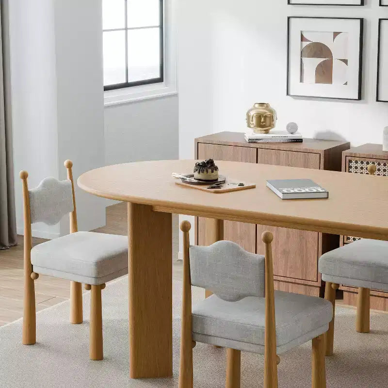 PexFix 67 x 33,5 Table à manger de ferme en bois massif de chêne Plateau ovale en bois pour salles à manger modernes et réunions de famille