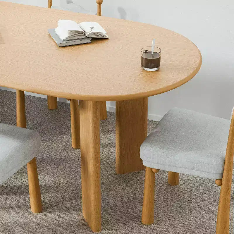 PexFix 67 x 33,5 Table à manger de ferme en bois massif de chêne Plateau ovale en bois pour salles à manger modernes et réunions de famille