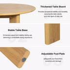 PexFix 67 x 33,5 Table à manger de ferme en bois massif de chêne Plateau ovale en bois pour salles à manger modernes et réunions de famille