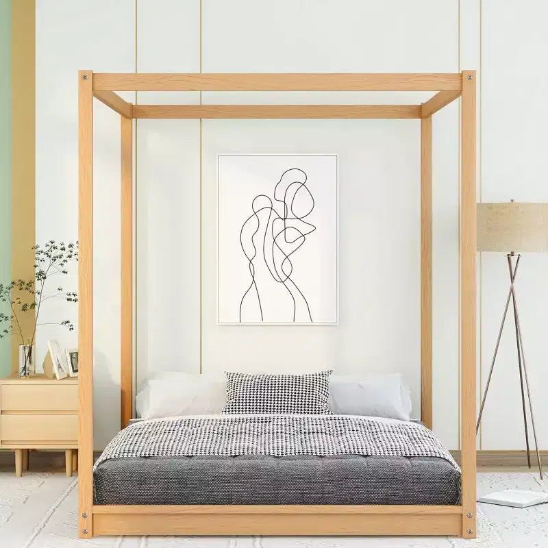 ModernLuxe Queen/King Size Canopy Platform Bed Frame