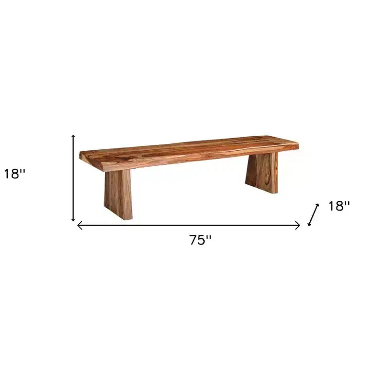 HomeRoots Banc de salle à manger en bois massif Live Edge brun 75