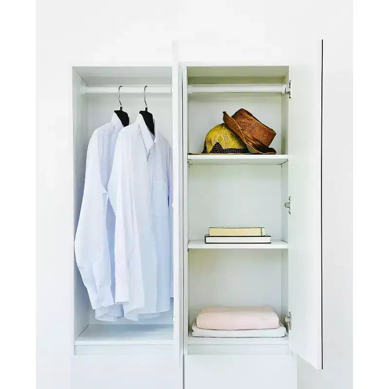 HomeStock 70,9 po H x 17,72 po L Système de rangement de placard en bois composite blanc pour rangement universel avec bacs de rangement
