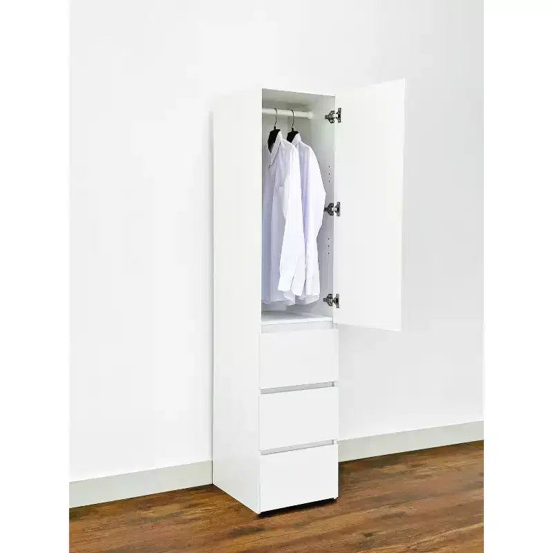 HomeStock 70,9 po H x 17,72 po L Système de rangement de placard en bois composite blanc pour rangement universel avec bacs de rangement