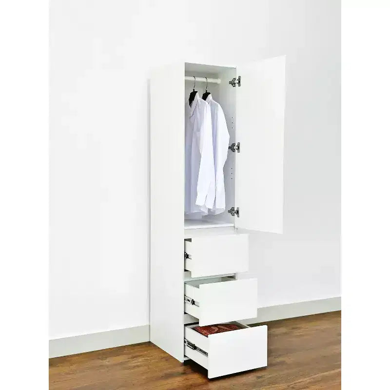 HomeStock 70,9 po H x 17,72 po L Système de rangement de placard en bois composite blanc pour rangement universel avec bacs de rangement