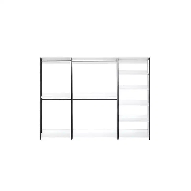 HomeStock 77.7 in.H x 111 in.W White Wood Composite Closet System for Universal Storage with Storage Bins