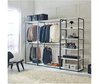 HomeStock 77.7 in.H x 111 in.W White Wood Composite Closet System for Universal Storage with Storage Bins