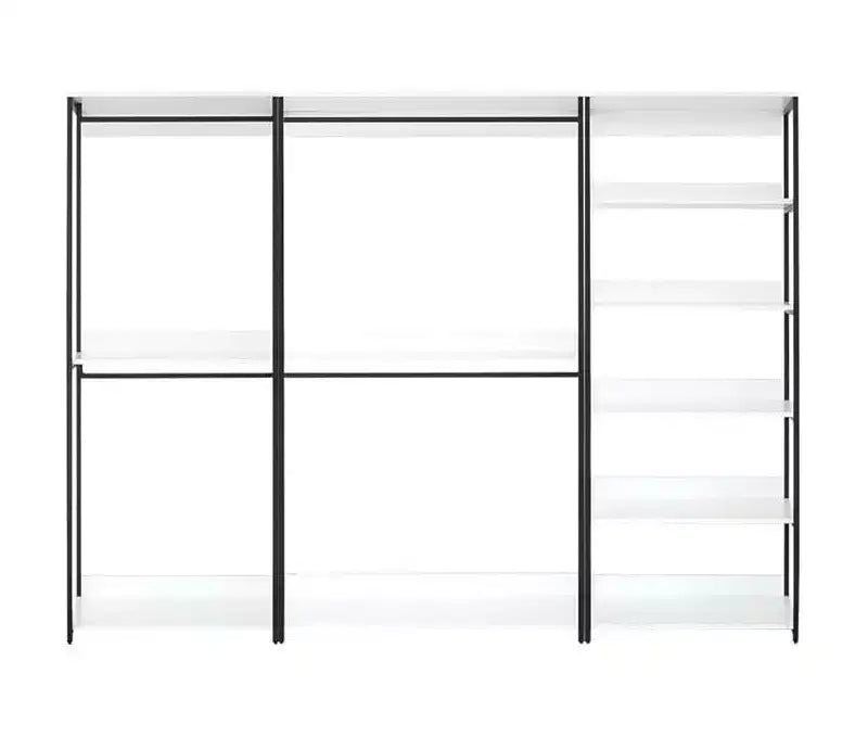 HomeStock 77.7 in.H x 111 in.W White Wood Composite Closet System for Universal Storage with Storage Bins