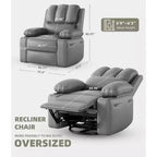 TOPOW Oversized Recliner Chair, 360 Swivel Rocker Recliners with Heat & Massage, Soft High-Density Sponge Recliner with Cup Holder & Side Pocket