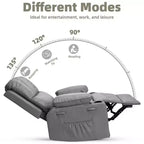 TOPOW Oversized Recliner Chair, 360 Swivel Rocker Recliners with Heat & Massage, Soft High-Density Sponge Recliner with Cup Holder & Side Pocket