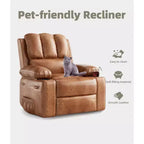 TOPOW Oversized Recliner Chair, 360 Swivel Rocker Recliners with Heat & Massage, Soft High-Density Sponge Recliner with Cup Holder & Side Pocket