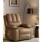 TOPOW Oversized Recliner Chair, 360 Swivel Rocker Recliners with Heat & Massage, Soft High-Density Sponge Recliner with Cup Holder & Side Pocket
