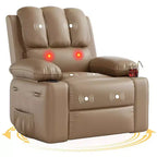 TOPOW Oversized Recliner Chair, 360 Swivel Rocker Recliners with Heat & Massage, Soft High-Density Sponge Recliner with Cup Holder & Side Pocket