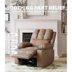 TOPOW Oversized Recliner Chair, 360 Swivel Rocker Recliners with Heat & Massage, Soft High-Density Sponge Recliner with Cup Holder & Side Pocket