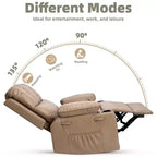 TOPOW Oversized Recliner Chair, 360 Swivel Rocker Recliners with Heat & Massage, Soft High-Density Sponge Recliner with Cup Holder & Side Pocket