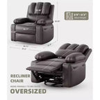TOPOW Oversized Recliner Chair, 360 Swivel Rocker Recliners with Heat & Massage, Soft High-Density Sponge Recliner with Cup Holder & Side Pocket