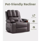 TOPOW Oversized Recliner Chair, 360 Swivel Rocker Recliners with Heat & Massage, Soft High-Density Sponge Recliner with Cup Holder & Side Pocket