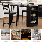 Acekool Ensemble table de salle à manger 3 pièces hauteur comptoir 91 cm avec 2 tabourets de bar et étagères de rangement, cuisine d'angle escamotable peu encombrante