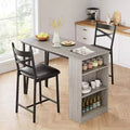 Acekool Ensemble table de salle à manger 3 pièces hauteur comptoir 91 cm avec 2 tabourets de bar et étagères de rangement, cuisine d'angle escamotable peu encombrante