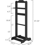 Porte-vêtements portable en bois, Valet de costume 5-en-1 avec étagère à chaussures, cintre et plateau supérieur, 120 cm de haut, noir
