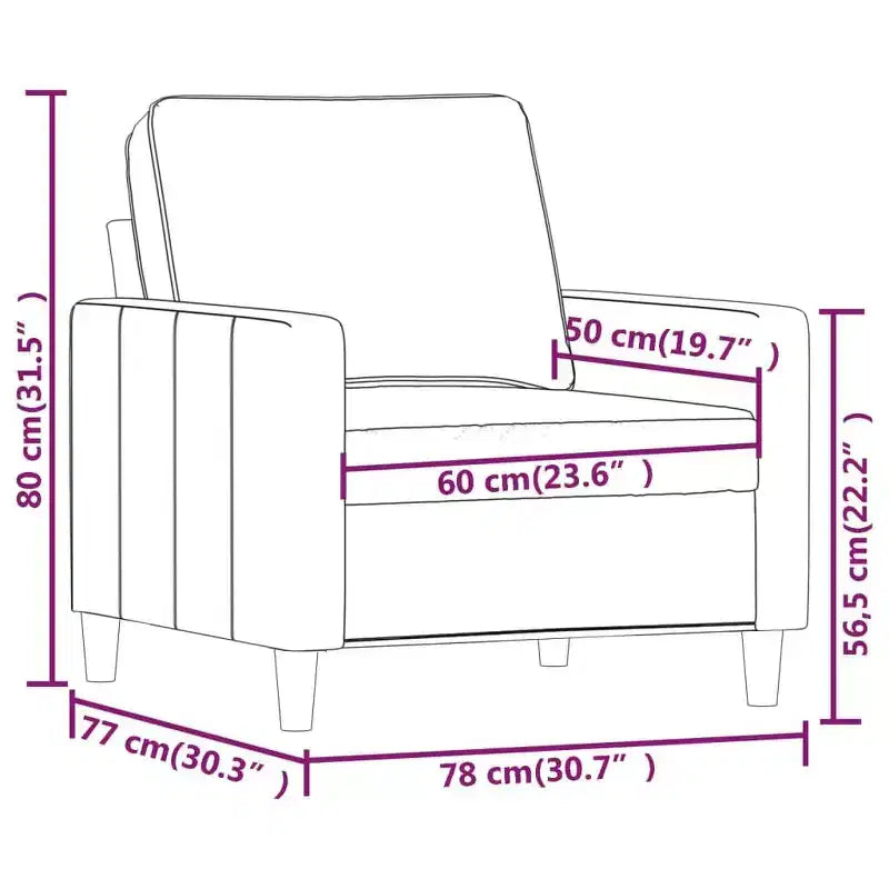 vidaXL Sofa Chair Accent Living Room Chair with Armrest for Leisure Velvet - Dark Gray 23.6