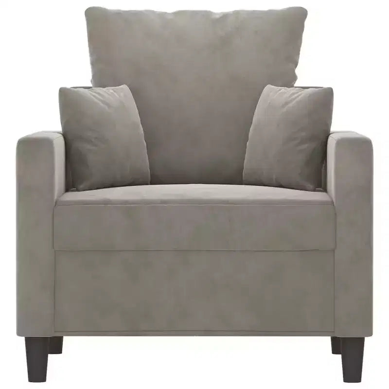vidaXL Sofa Chair Living Room Accent Upholstered Chair with Armrest Velvet - Light Gray 23.6