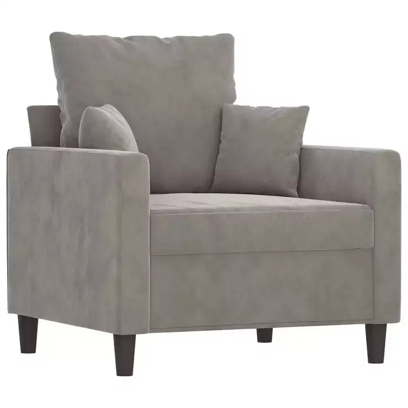 vidaXL Sofa Chair Living Room Accent Upholstered Chair with Armrest Velvet - Light Gray 23.6