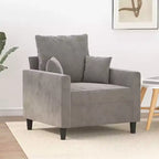 vidaXL Sofa Chair Living Room Accent Upholstered Chair with Armrest Velvet - Light Gray 23.6