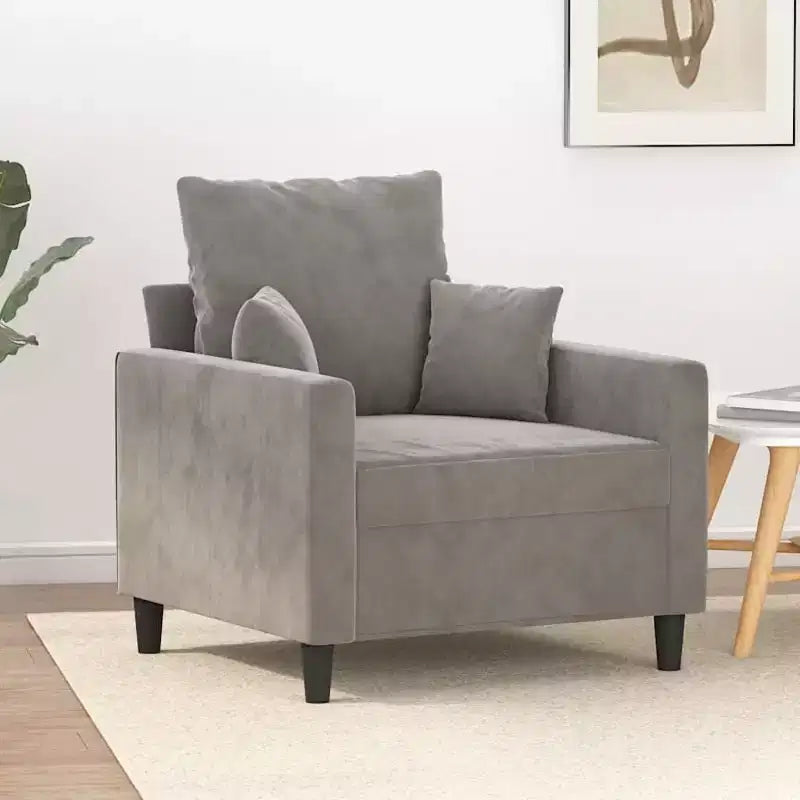 vidaXL Sofa Chair Living Room Accent Upholstered Chair with Armrest Velvet - Light Gray 23.6