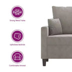 vidaXL Sofa Chair Living Room Accent Upholstered Chair with Armrest Velvet - Light Gray 23.6